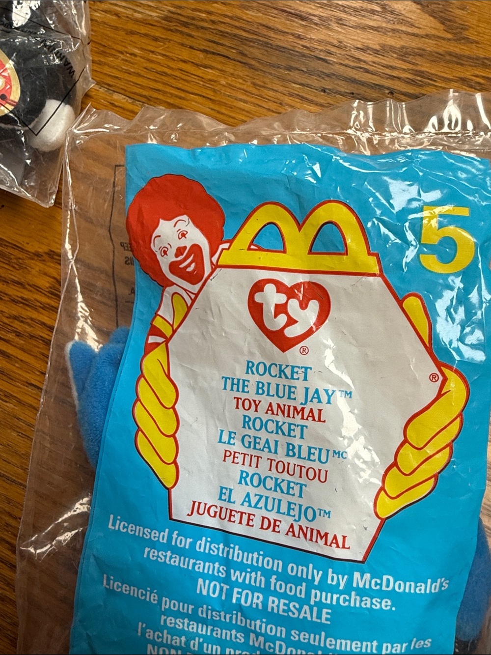 McDonald's Blue Ty Rocket The Blue Jay Plush Packaging - Blue, Red, Yellow